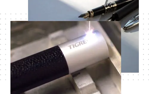 Ilustra&ccedil;&atilde;o sobre o processo de grava&ccedil;&atilde;o a laser para personaliza&ccedil;&atilde;o de brindes da LCM Brindes.