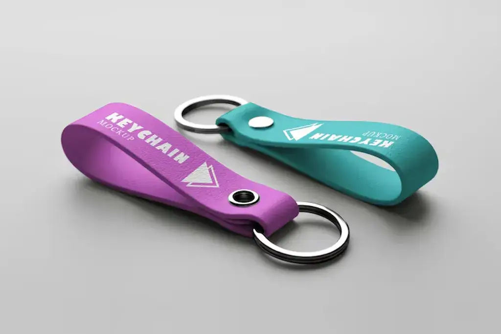 Conjunto de brindes em neoprene personalizados, incluindo porta-garrafas, capas para notebook e organizadores com logotipo impresso, dispostos sobre superfície moderna.