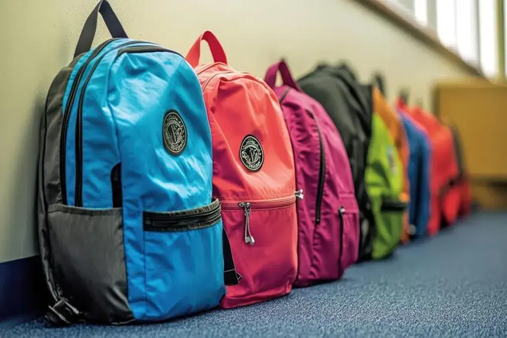 Mochila executiva personalizada em tecido resistente com compartimento para notebook e logotipo da empresa em destaque, disposta em ambiente urbano corporativo.